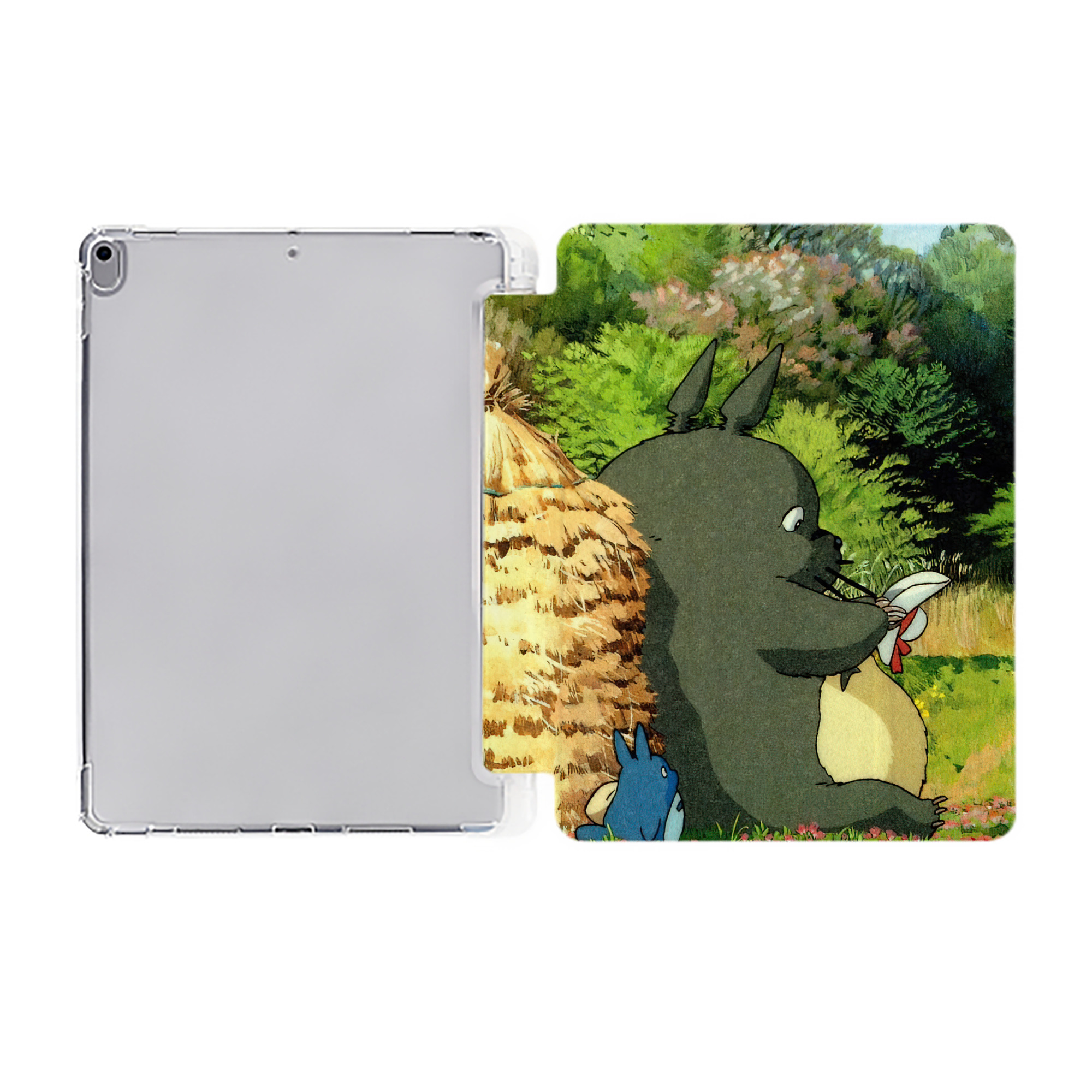 （画像用） となりのトトロ 草壁メイ 草壁サツキ My Neighbor Totoro Satsuki Kusakabe Mei Kusakabe IPad ケース ペン収納付き 三つ折りスタンド PUレザー×シリコン 対応機種9.5/10.5/10.9インチ